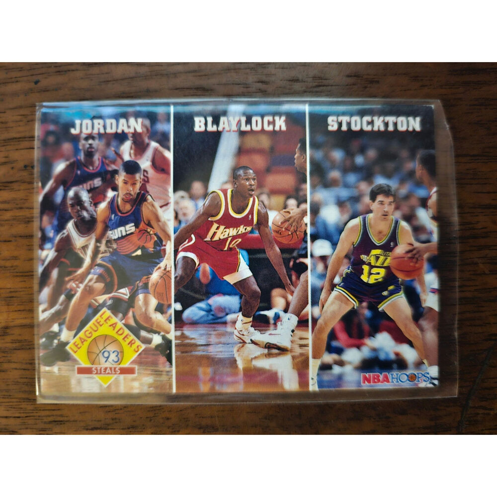 Michael Jordan 1993-1994 NBA Hoops #289 - League Leaders Steals - Stockton